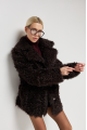 Curly double-sided chocolate-colored sheepskin coat made of natural sheepskin